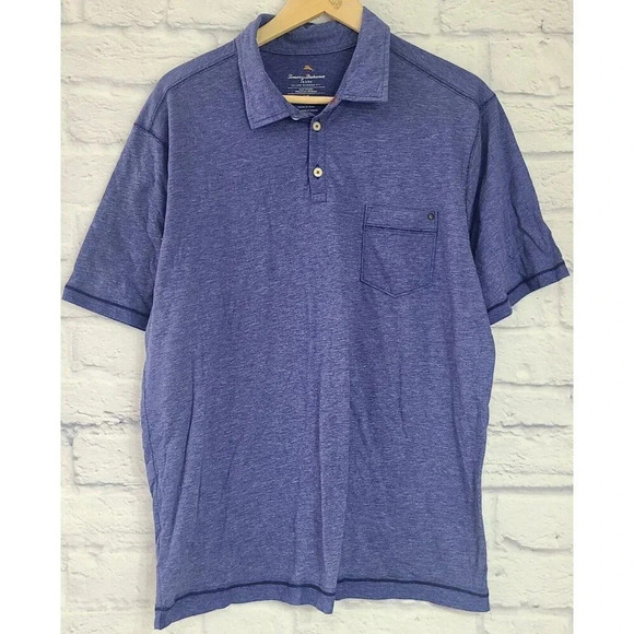 Tommy Bahama Polo Golf Shirt Men's Large Heather Blue Island Modern Fit - Picture 1 of 3